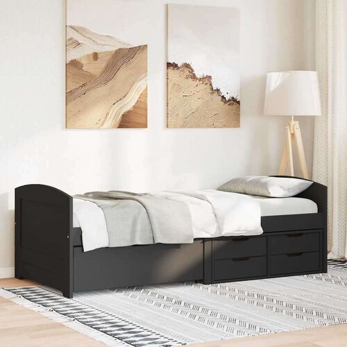 VidaXL Dnevni krevet s 5 ladica bez madraca &amp;quot;IRUN&amp;quot; crni 90x200 cm Slike