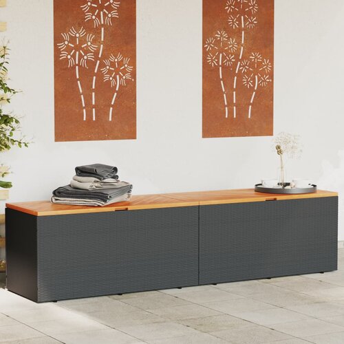  The Living Store Vrtna &amp;scaron;katla za shranjevanje črna 220x50x54 cm PE ratan akacija - Vrtna &amp;Scaron;katla Za Shranjevanje, (21459400) Slike
