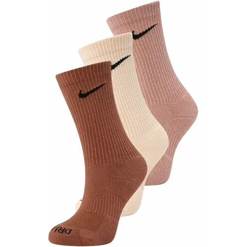 Nike Sportske čarape 'Everyday' nude / svijetlobež / smeđa / crna