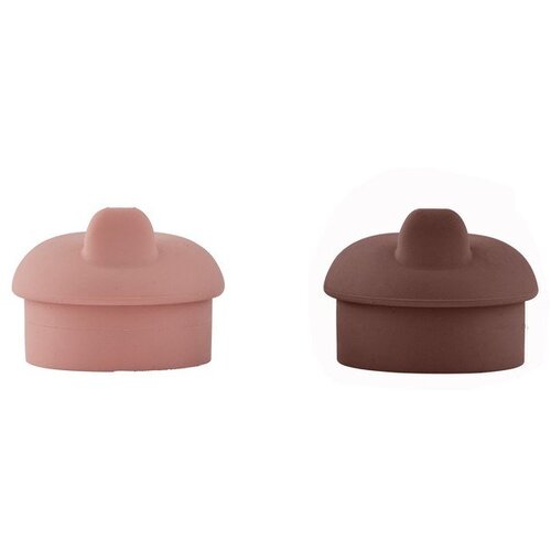 OYOY Mini Ružičasti/smeđi silikonski poklopac za ča&amp;scaron;u 2 kom Kappu &amp;ndash; Slike