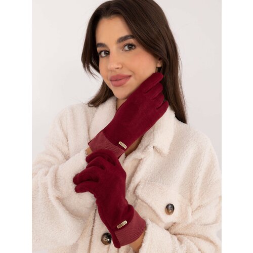 Fashion Hunters women's burgundy gloves Slike