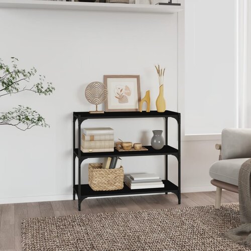 VidaXL Knjižna omara črna 80x33x70,5 cm inženirski les in jeklo Slike
