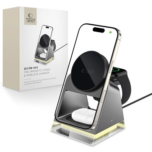 TECH-PROTECT QI INDUKCIJSKI POLNILEC 15W 3V1 MAGNETNI ZA MAGSAFE IPHONE, (21974899) Cene