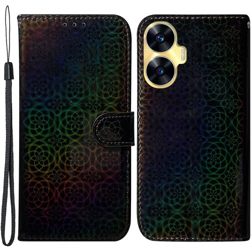 INORCO Za Realme C55 preklopno stojalo za telefon lupina PU usnjena denarnica torbica za telefon ble&amp;scaron;čeč pokrov s cvetličnim vzorcem, (22033279) Slike