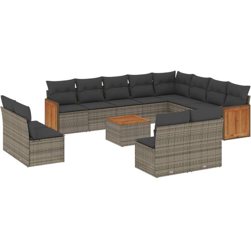  13-dijelni set vrtnih sofa od poliratana s jastucima sivi Slike