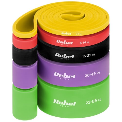 Rebel Active set TPE traka za vježbanje - Power Band PTs-1, 4-55 kg, 5 TPE traka Cene