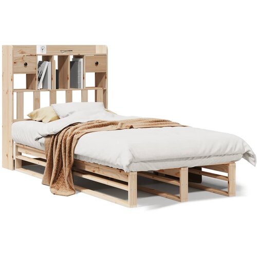 VidaXL Krevet s regalom za knjige bez madraca 90x200 cm od borovine Slike