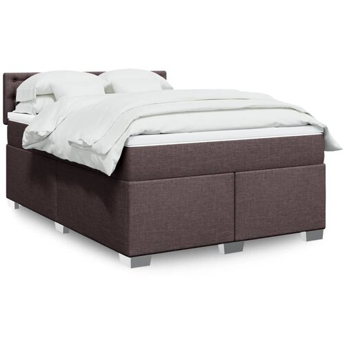 vidaXL Box spring postelja z vzmetnico temno rjava 140x200 cm blago Cene