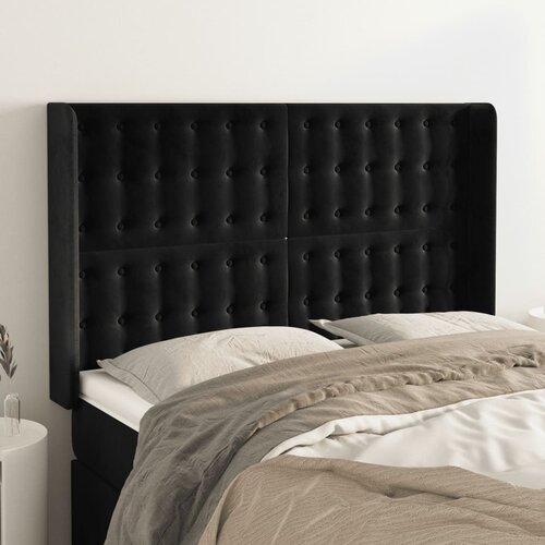  Uzglavlje s u&scaron;ima crno 147x16x118/128 cm bar&scaron;unasto Cijene