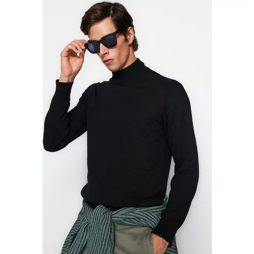 Trendyol Black Men's Slim Fit Half Turtleneck Basic Knitwear Sweater