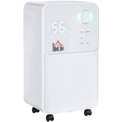 HOMCOM Prenosni razvlaževalnik zraka 12L, 4 načini in 2 hitrosti, 24-urni časovnik in tiha zasnova, za dnevno sobo, spalnico in kuhinjo, bela barva, (20755648)