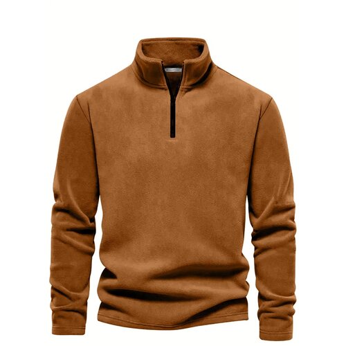 Dewberry 49143 Half Zipper Stand Collar Mens Fleece-CAMEL Slike