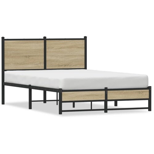 vidaXL Metalni okvir kreveta s uzglavljem boja hrasta sonome 120x200cm Cene