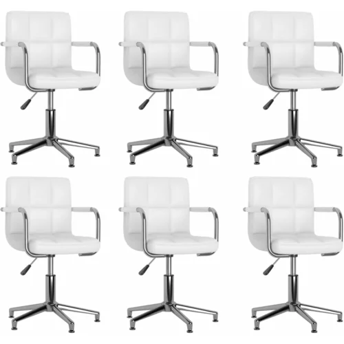  Okretne blagovaonske stolice od umjetne kože 6 kom bijele