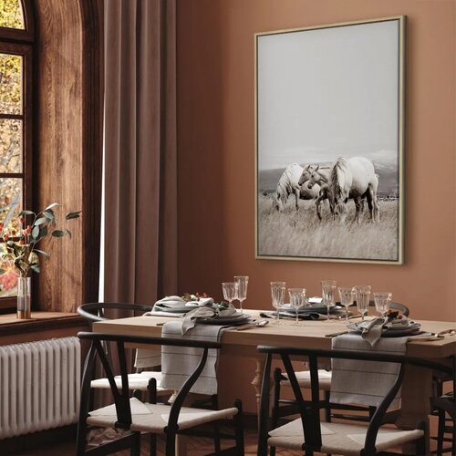  Slika - White Horses (1 Part) Vertical 40x60 U prirodnom drvenom okviru Slike