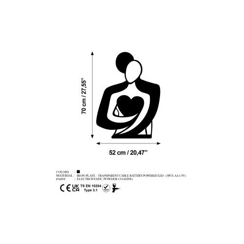 Wallity Zidna dekoracija Hug 117, 70x52cm, Crna Slike