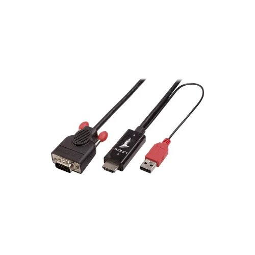 Lindy HDMI / VGA adapterski kabel HDMI-A utikač, VGA 15-polni utikač 2.00 m crna 41456 HDMI kabel Cijene