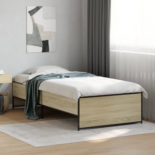 Furnova Posteljni okvir sonoma hrast 75x190 cm inženirski les in kovina, (21937357) Slike