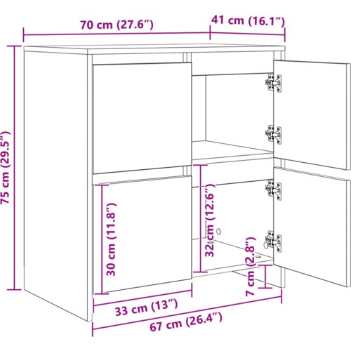  Komode 2 pcs Staro drvo 70 x 41 x 75 cm Konstruirano drvo Slike