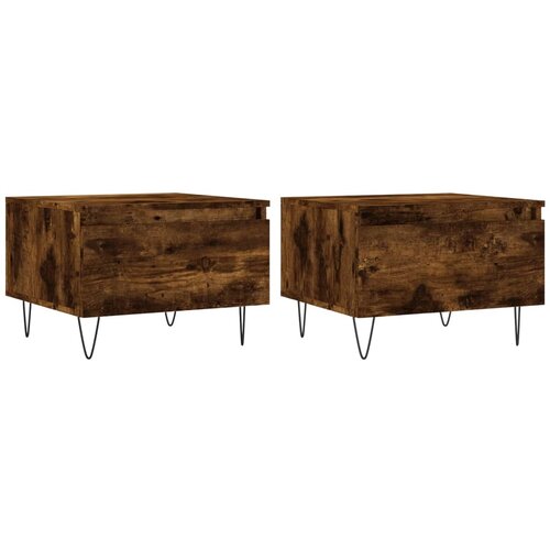 VidaXL Klubska mizica 2 kosa dimljeni hrast 50x46x35 cm inženirski les, (20797789) Slike
