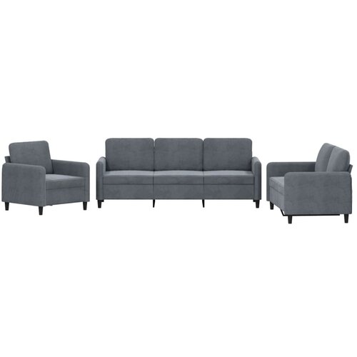 Maison Chic Sedežna garnitura - kavč 3-delna temno siv žamet, (21728368) Cene