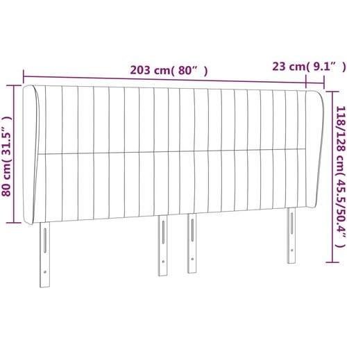  Uzglavlje s u&amp;scaron;ima svjetlosivo 203x23x118/128 cm od tkanine Slike