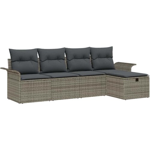  Sjedeća garnitura za vrt 5 kom. Siva poliratan 251 x 117 x 85 cm Slike