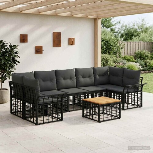 Set vanjskih sofa 8 kom. Crna i tamno siva poliratan Cijene