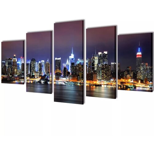 VidaXL Set platen s printom New York ponoči 200 x 100 cm Slike