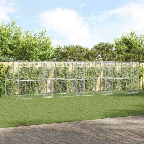  Kućica za pse s pohranom 4 pcs Srebrno 8 x 2 x 2 m Čelik Cijene