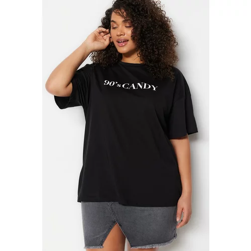 Trendyol Curve Plus Size T-Shirt - Black - Oversize