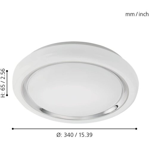 Eglo capasso plafonjera/1, led, 18w, prečnik 340, bela Cene