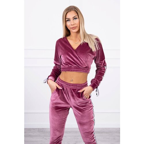 Kesi Velour set with Queen lettering dark pink Slike