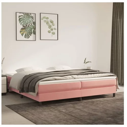  Box spring posteljni okvir roza 200x200 cm žamet