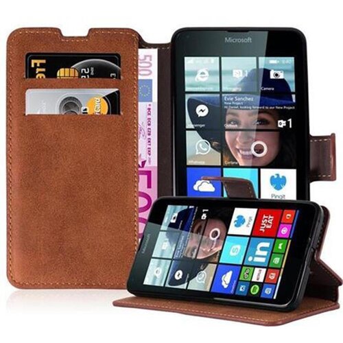 Cadorabo Ohi&scaron;je, združljivo z Nokia Lumia 640 v mat rjava - Za&scaron;čitni ovitek s funkcijo stojala in režo za kartice v retro dizajnu, (20550728) Cene