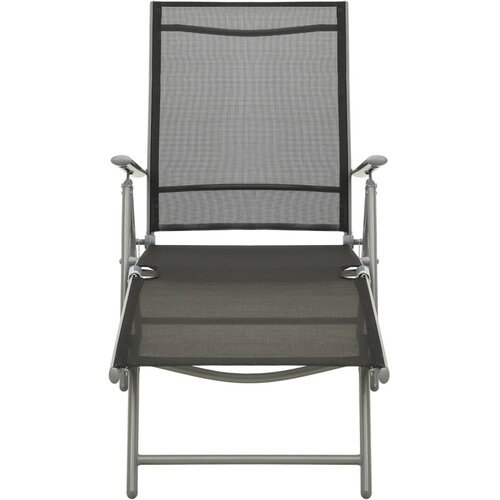Maison Chic Zložljiv Ležalnik - Sončna ležalnik iz tekstila in aluminija črn in srebrn, (22043145) Slike