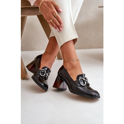 Laura Messi Leather Pumps With Decoration Black 2845 Cene