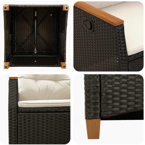  Ležaljka u vrtu Crna i Krema 64 x 57,5 x 112 cm poliratan Slike