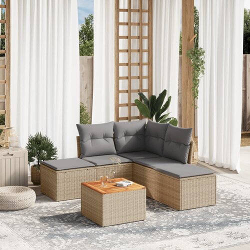vidaXL 6-dijelni set vrtnih sofa s jastucima bež od poliratana Cijene