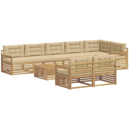 vidaXL Zunanja garnitura za sedenje 9 pcs Bela in bež Poliester, (5000282382) Cene