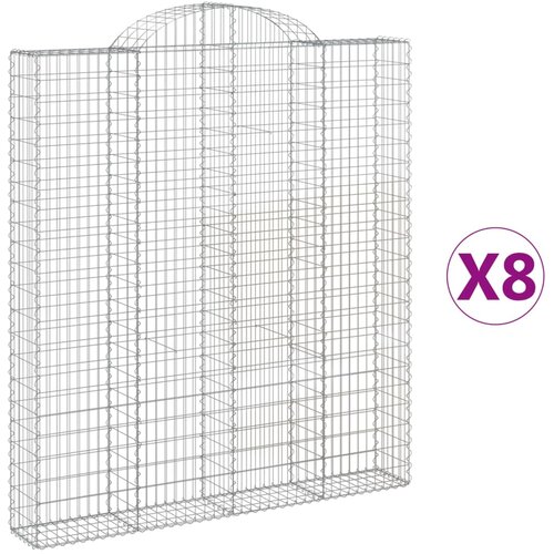  Lučne gabionske ko&amp;scaron;are 8 kom 200x30x220/240cm pocinčano željezo Slike