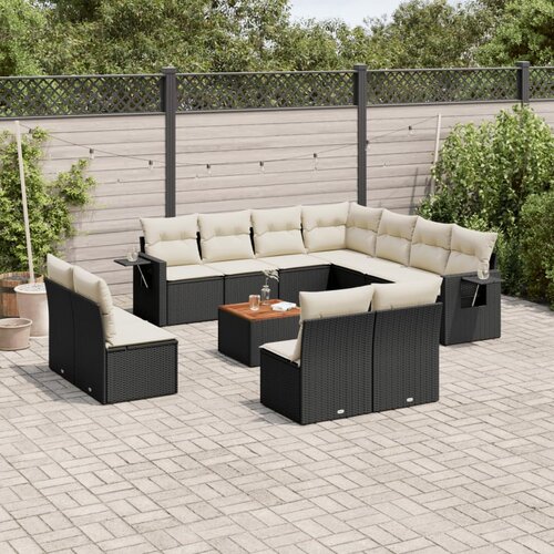  12-dijelni set vrtnih sofa od poliratana s jastucima crni Cijene