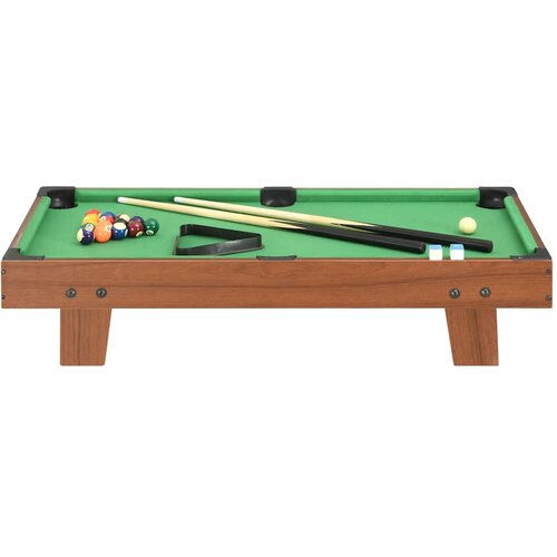 Mini biljarski stol 92 x 52 x 19 cm smeđe-zeleni Slike