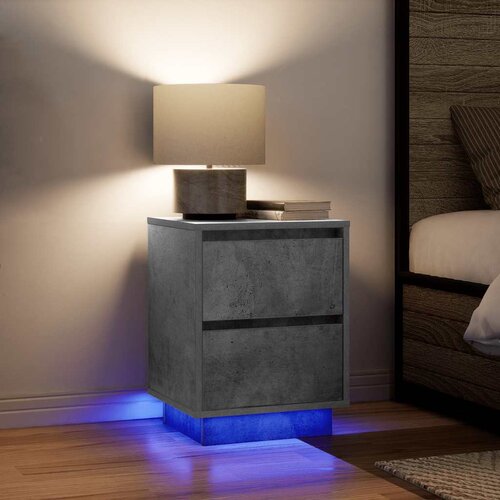 vidaXL Nočne omarice z LED svetili 2 kosa Betonsko siva 38x34x50 cm Cene