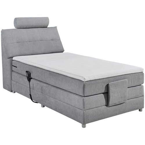 MID.YOU POSTELJA BOXSPRING 120 cm x 200 cm , tekstil, leseni material svetlo siva Cene