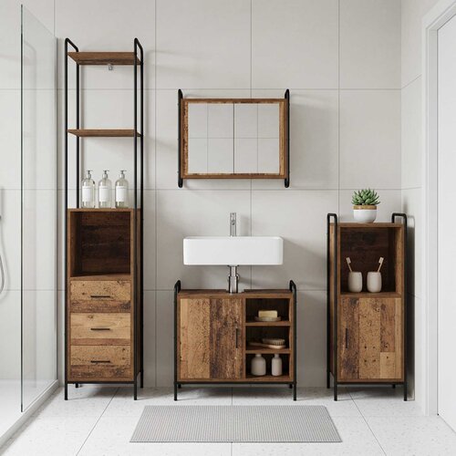  Set ormarića za kupaonicu 4 kom. Staro drvo 40 x 36 x 200,5 cm Cijene