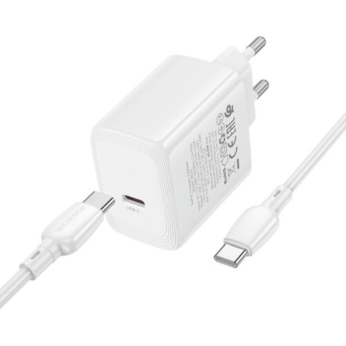 Borofone Zidni punjač s kabelom Type-C na Type-C Fuente GaN Type-C QC3.0 PD 40W bijeli Slike