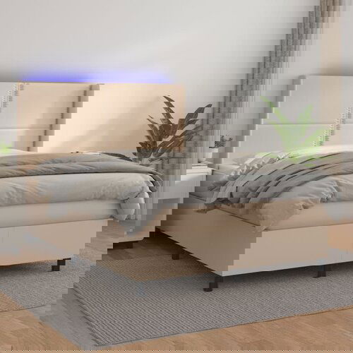 The Living Store Box spring postelja z vzmetnico LED kapučino 140x200 cm - Box Spring Postelja, (21512591) Cene