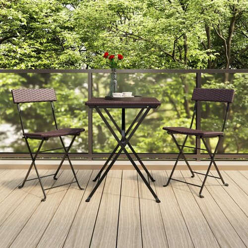 The Living Store 3-dijelni sklopivi bistro set od poliratana smeđi Cijene