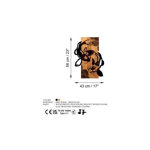 Wallxpert Zidna dekoracija Riba Yang, 43x58x3 cm, Crna Slike